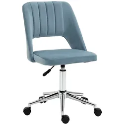 STILVORA Bürostuhl Drehstuhl höhenverstellbar Blau 60x49x91 cm ergonomisch mit Samtoptik Muschelform 360 Grad Rollen weiche Polsterung