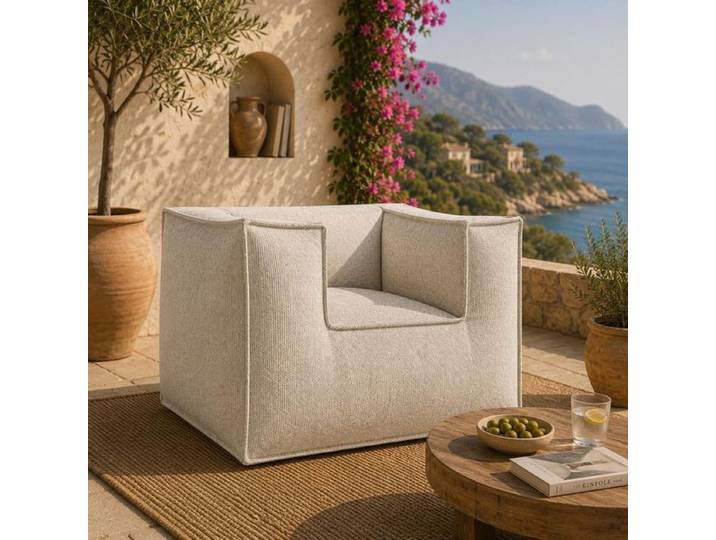 ROOLF Living Silky Loungesessel Polypropylen/Chenille Sand