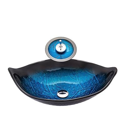 Waschbecken für Badezimmer / Armatur für Badezimmer / Einbauring für Badezimmer Moderne - Hartglas Rechteckig Vessel Sink