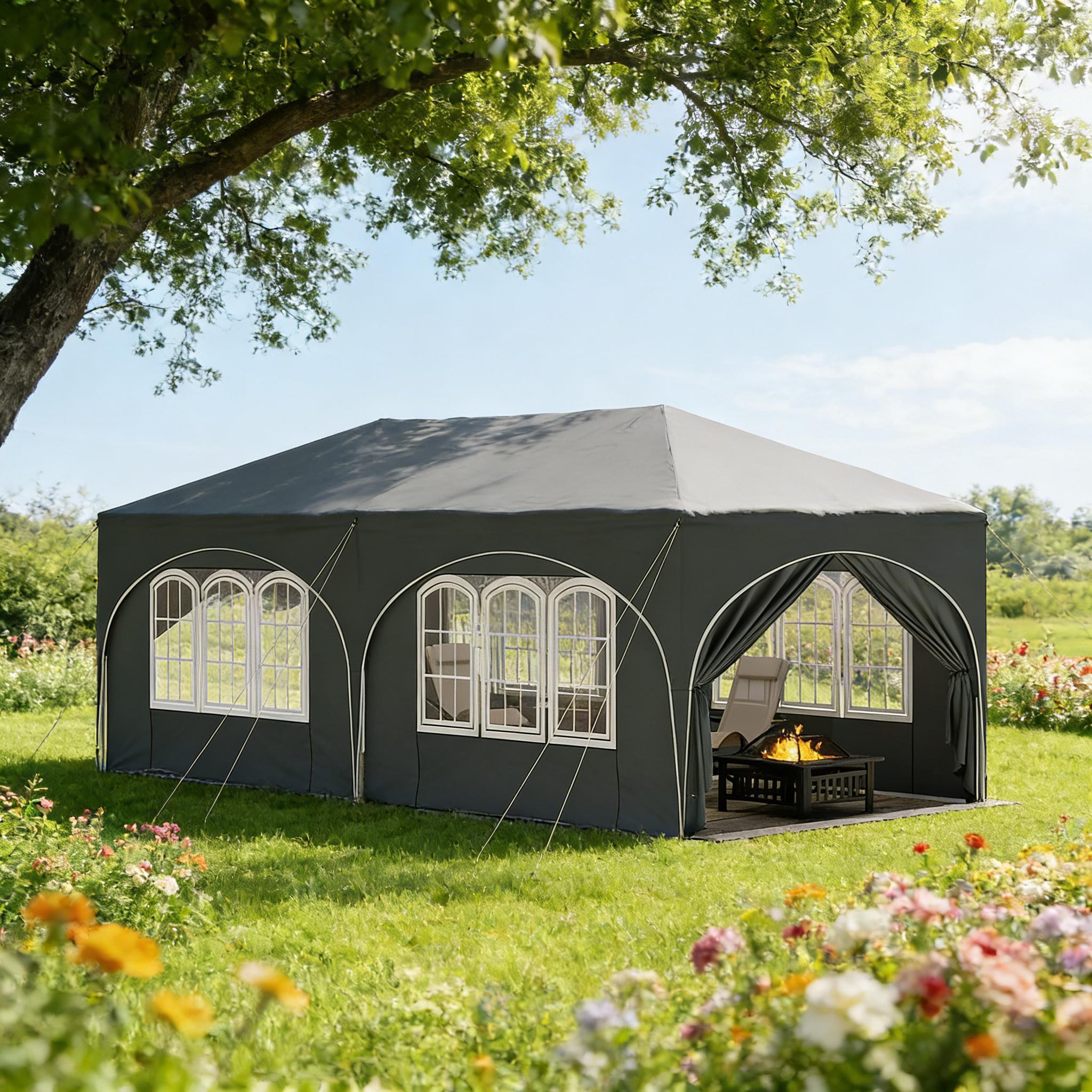 3x6m Gazebo mit 6 Seitenwänden, Parteizelt wasserabweisend, UV-Schutz