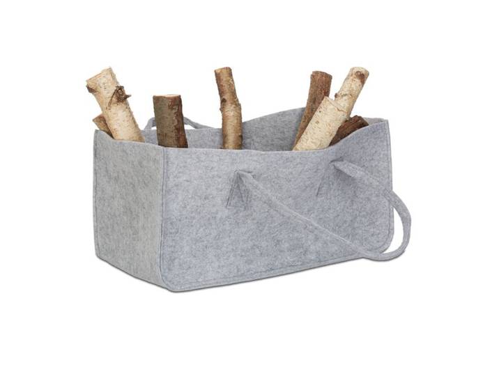 Relaxdays 8x Kaminholztasche aus Filz, grau