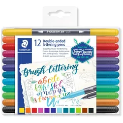 STAEDTLER Faserschreiber DUO 12 Stück sortiert 3004TB12 Handlettering