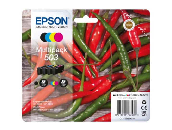 Epson 503, Rendement standard, 4,6 ml, 3,3 ml, 4 pièce(s), Multi pack C13T09Q64020