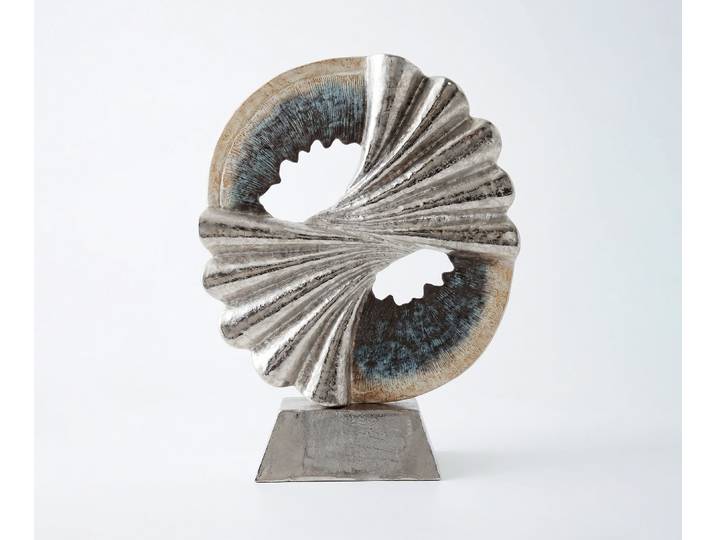 Skulptur Spira B70 x T21 x H96 cm Aluminium Argento Antico Handgemacht, Wohnaccessoires