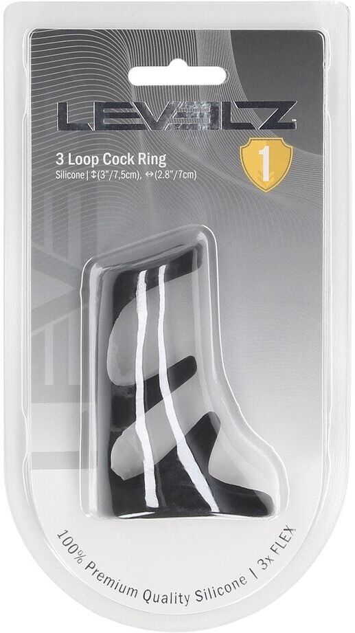 Levelz 3 Boucles Anneau Pénien en Silicone - Noir