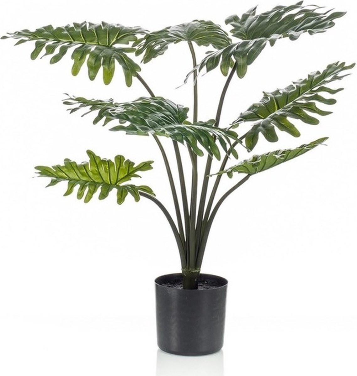 Kunstplant Philodendron met zwarte pot - 60 cm - Onderhoudsvrije groene kamerplant