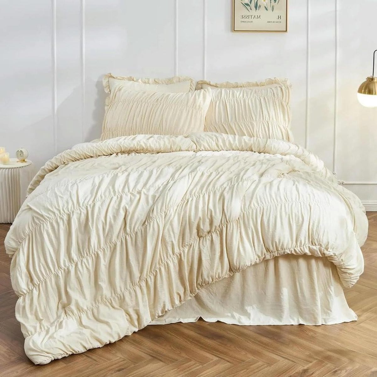 Ultrazacht microvezel dekbedovertrek set in beige, 180x210 cm