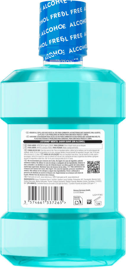 Listerine Bain de bouche au menthol doux 750 ml
