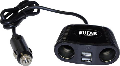 Eufab 16549 Zigarettenanzünder-Verteiler Anzahl Zigarettenkupplungen 2 x Schnittstellen: USB 2 x Belastbarkeit Strom max. 10A