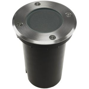 ChiliTec Wegeleuchte BEL Uni R, silber, mit 230 V Netzstrom, Bodeneinbauleuchte, GU10-Fassung, IP65, Ø 11 cm