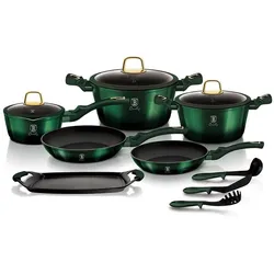 BerlingerHaus TITANIUM POT SET 12 pcs. BH-6066 EMERALD, Pfannenset + Topfset, Grün