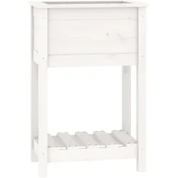 vidaXL Pflanzkübel mit Ablage Weiß 54x34,5x81 cm Massivholz Kiefer