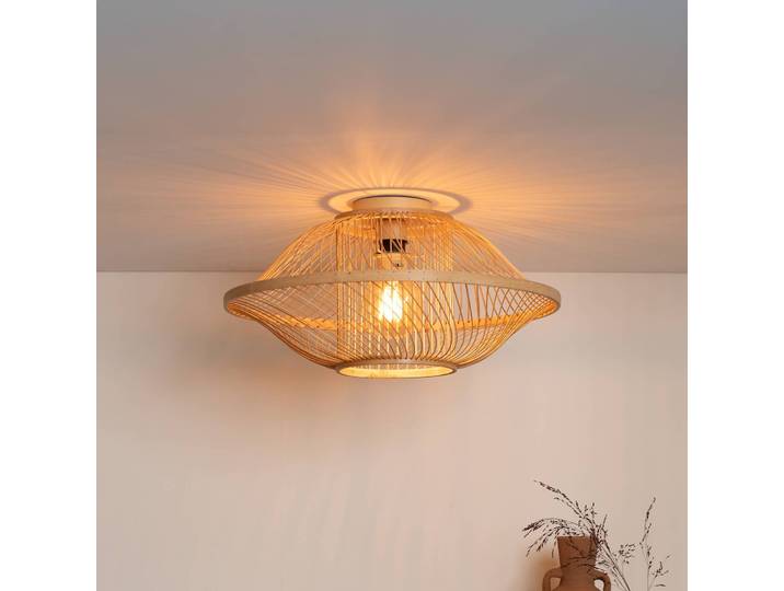 Good & Mojo Deckenlampe Maui, dimmbar, Holz hell, für Wohn- / Esszimmer, Bambus, Design, Deckenlampe