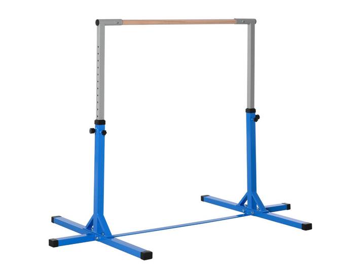 Homcom Gymnastik Turnreck Reckstange Turnstangen 13-stufige höhenverstellbar Blau, Metall, massiv, 121x194 cm, unisex, Freizeit & Co, Gartenspielzeug