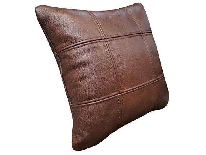 Quattro Meble Braunes Echtleder Granada Cognac Kissen Sofa Stuhl Sessel Dekokissen Zierkissen Echtleder Rückenkissen Rindsleder Echt Leder Modell 18EL (50 x 90 cm)