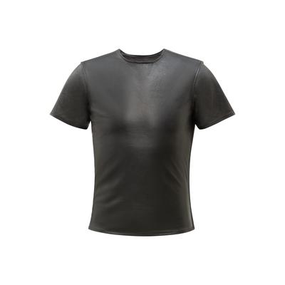 T-Shirt RICANO "Ledershirt T-SHIRT", Herren, Gr. 3XL, schwarz, Obermaterial: 100% Lammnappaleder LANA., normal, Rundhals, Shirts T-Shirt, Handgefertigt aus echtem Leder