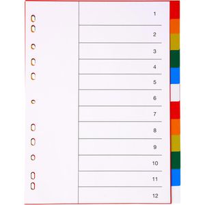 perfect-line Register A4, blanko, Kunststoff, 12-teilig, vollfarbig, 5 Stück
