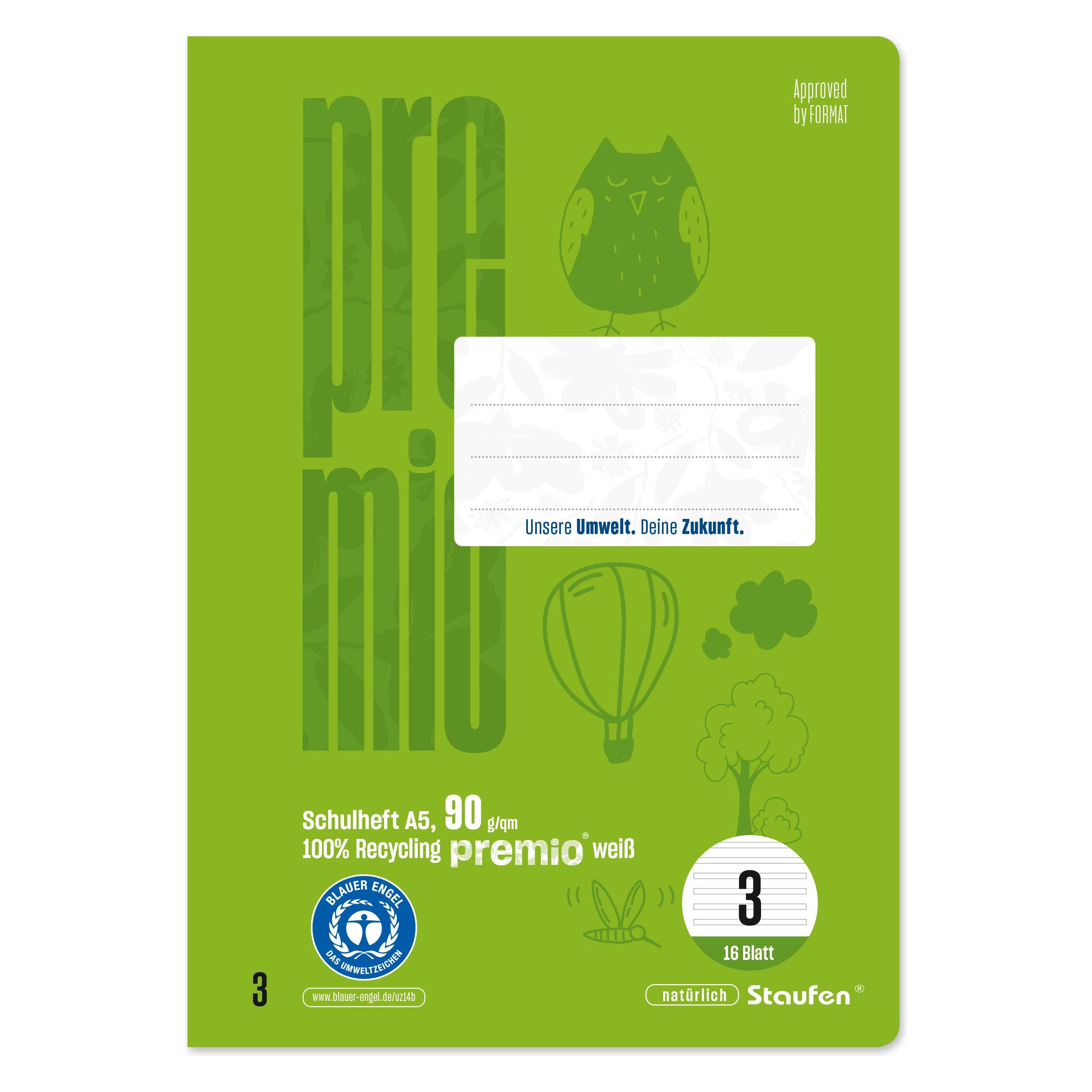 Staufen Heft LIN3 A5 16 Blatt 14 Doppellinien (A5, Liniert, Weicher Einband) (040780003)