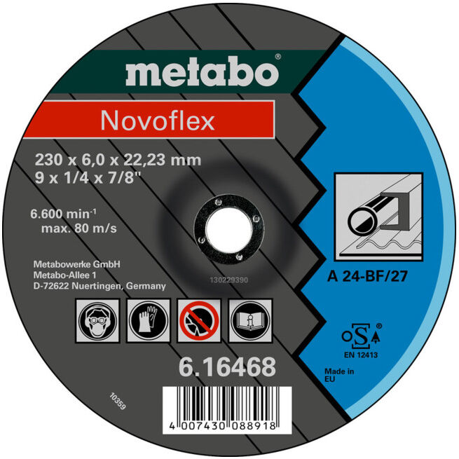 Novoflex 115 x 6,0 x 22,23 acier, meule d'ébarbage, modèle coudé metabo (616460000)
