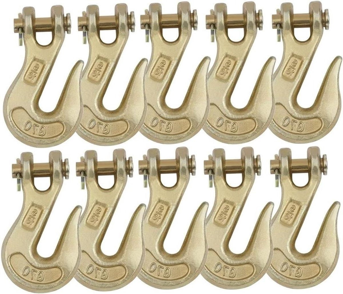 Set van 10 zilverkleurige klemhaken voor touwbevestiging van gesmeed legeringstaal