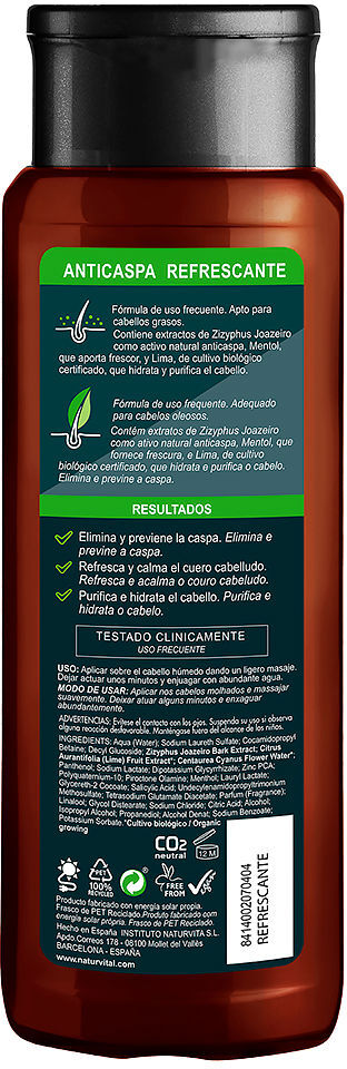 Naturvital Men Shampoo ANTI-CASPA Refrescante para cabelos oleosos 300 ml