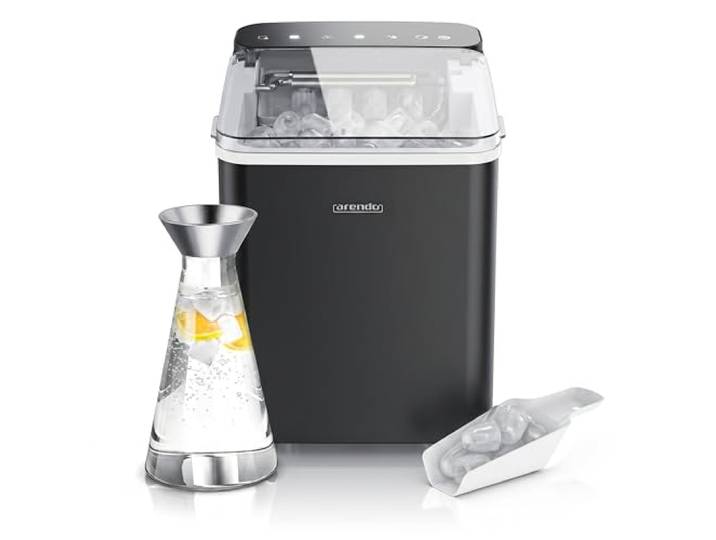 Arendo – Eiswürfelmaschine – Ice Cube Maker – 150 W – 12 kg Eis pro Tag – Automatische Abschaltfunktion – Warnfunktion – kleine Eiswürfel oder große Eiswürfel – leiser Betrieb