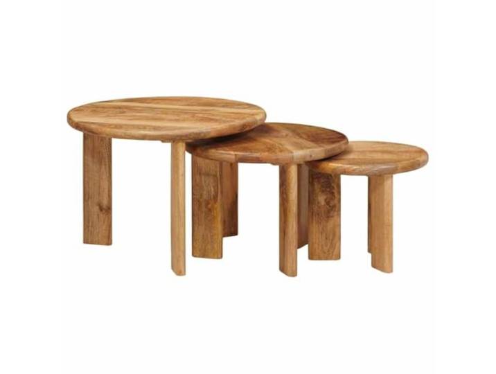 Nesting Kaffeetische 3 Stk. Braun Ø 54 x 40 cm Mangoholz Mangoholz braun Ø 54 x 40 cm 3 Tische Nesting Wohnzimmer Innen