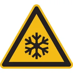 Warnschild, Warnung vor niedriger Temperatur / Frost W010 - ASR A1.3 (DIN EN ISO 7010) - 100 mm Folie selbstklebend