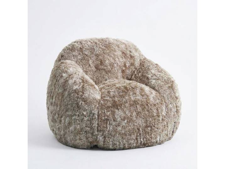 Fauteuil pouf doux moelleux adulte mousse accoudoir décoration hiver détente confortable café 94x96x65cm