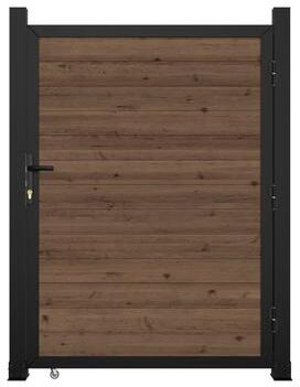 VEIKOUS 6×4FT Aluminum Frame Garden Fence Gate, Privacy Gate with Cedar Panels