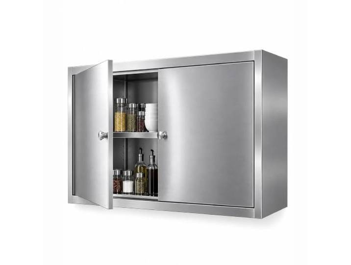 Küchen-Wandschrank, Wandaufbewahrung und Gewürz-Organizer aus Edelstahl Scharniertür zum Aufklappen, Verstellbarer Einlegeboden für Restaurant, Hotel und Heimküche, Töpfe und Pfannen(31in/80cm)