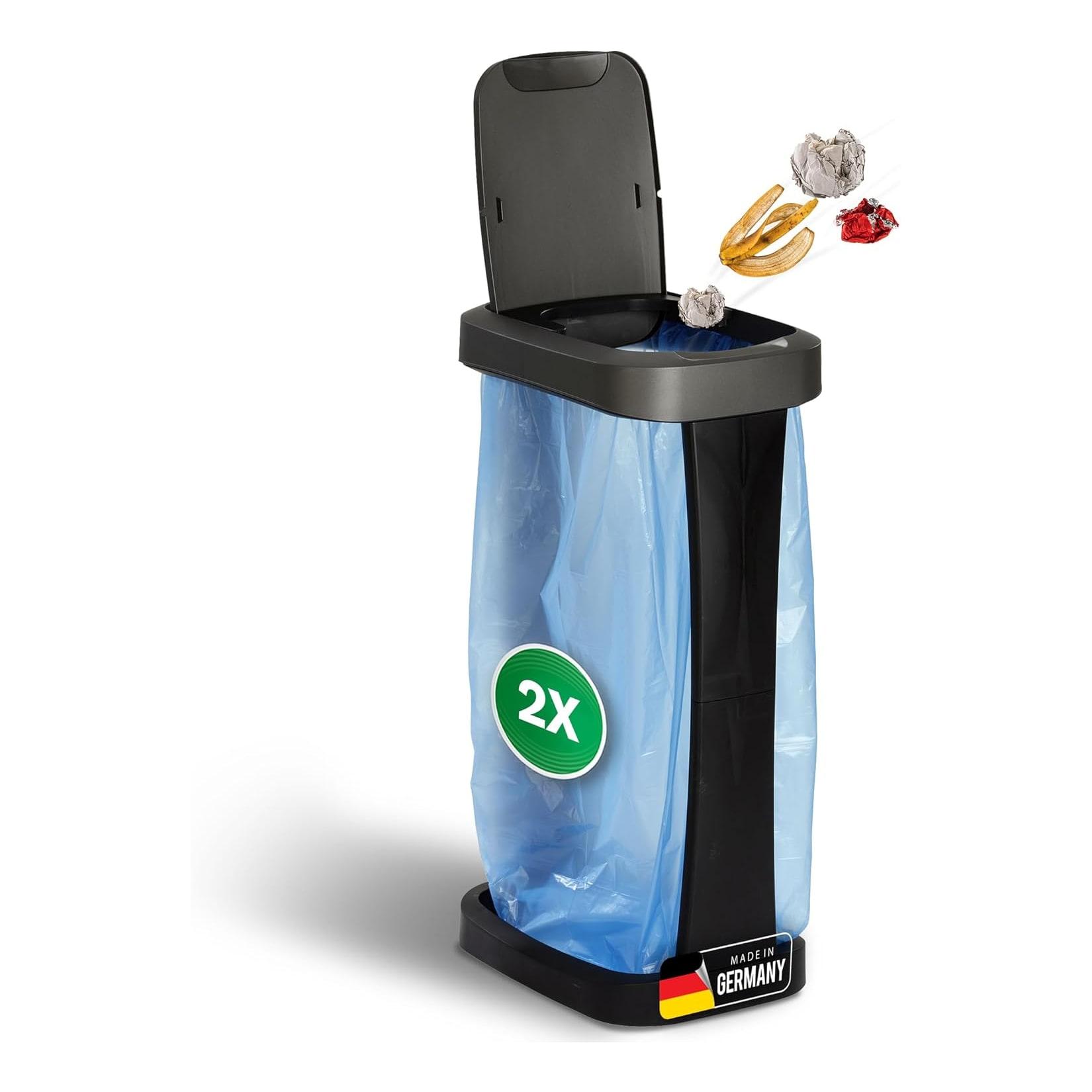 Novaliv 2X Müllsackständer mit Deckel für 70L-120L Müllsäcke, extra Robust & Fester Stand Outdoor geeignet, gelber Sack Müllständer Gelbersack-Halter Müll Abfall Ständer Holder Mülltonne
