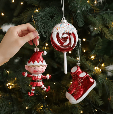 Inspire Picks Cute Christmas Tree Hanging Ornament Cartoon Holiday Pendant Decoration shoes