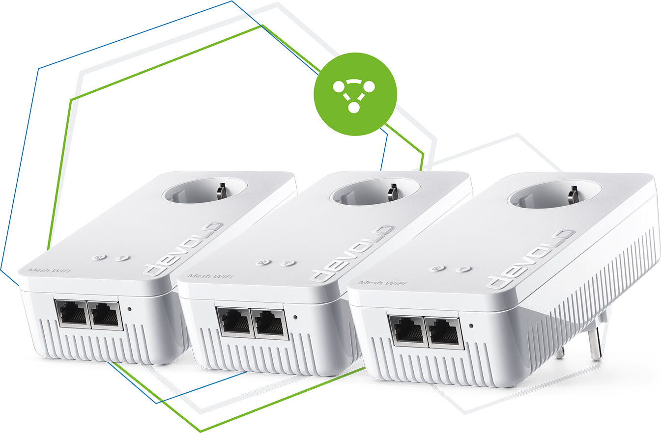 Devolo Mesh WLAN 2 Multiroom Kit, 2400 Mbit/s, IEEE 802.3ab, IEEE 802.3az, IEEE 802.3u, IEEE 802.3x, Gigabit Ethernet, 10,100,1000 Mbit/s, WPS, 500 m