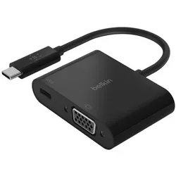 Belkin USB-C to VGA + Charge Adapter (USB-C, 2 Ports), Dockingstation + USB Hub, Schwarz