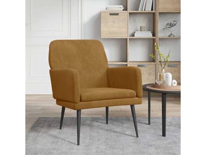 IBUQDDV Sessel Braun 62x79x79 cm Samt mit Metallgestell Weicher Samtbezug, stabiles Metallgestell, schräge Rückenlehne, dicke Polsterung, einfache Montage