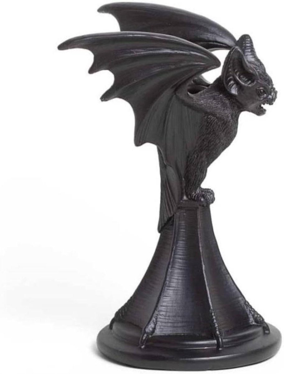 Zwarte Vleermuis Kandelaar van Hars voor Decoratief Gebruik, Hoogte: 18.2 cm