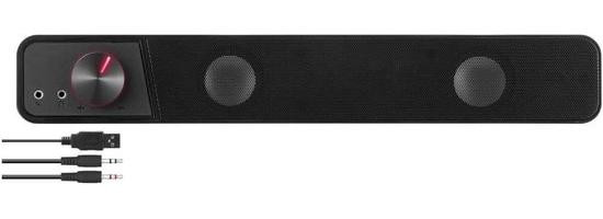 Speedlink Stereo Soundbar Compacte Speaker met Verlichte Volumeknop - Zwart - Breedte: 38 cm
