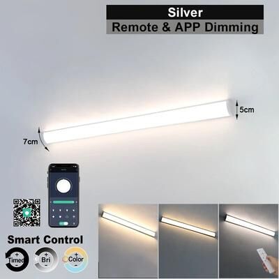 Uplifted Goods Smart LED Outdoor Wall Lamp With Remote Or App Control silver Dimming 120 Cm