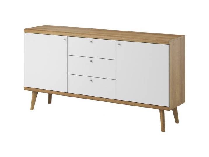 Commode effet bois Crème et Blanc