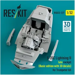 ResKit F-35C Lightning II late cockpit (Basic edition with 3D decals) for Trumpeter kit (3D Printed)