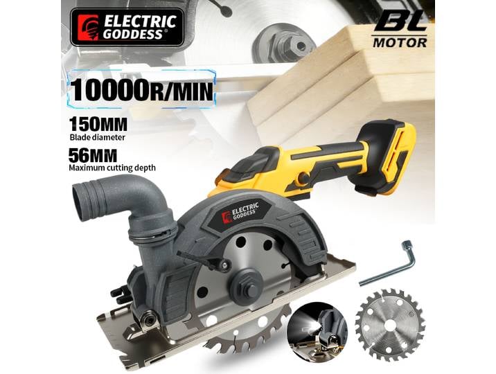 Scie circulaire électrique sans balais Electric Goddess 6 pouces ﻿ Pour batterie Dewalt 20V ﻿ Scie à bois portative sans fil 1000W