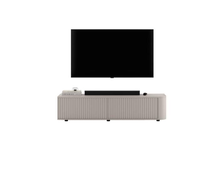 Meble Lindner Tv-Lowboard Aurora Kaschmir matt 140 cm mit niedrigen Füßen, 2 Fächer, Rechteckig,Rechteckig, 140x31x35 cm, Wohnzimmer, TV Möbel, Lowboards, Lowboards stehend