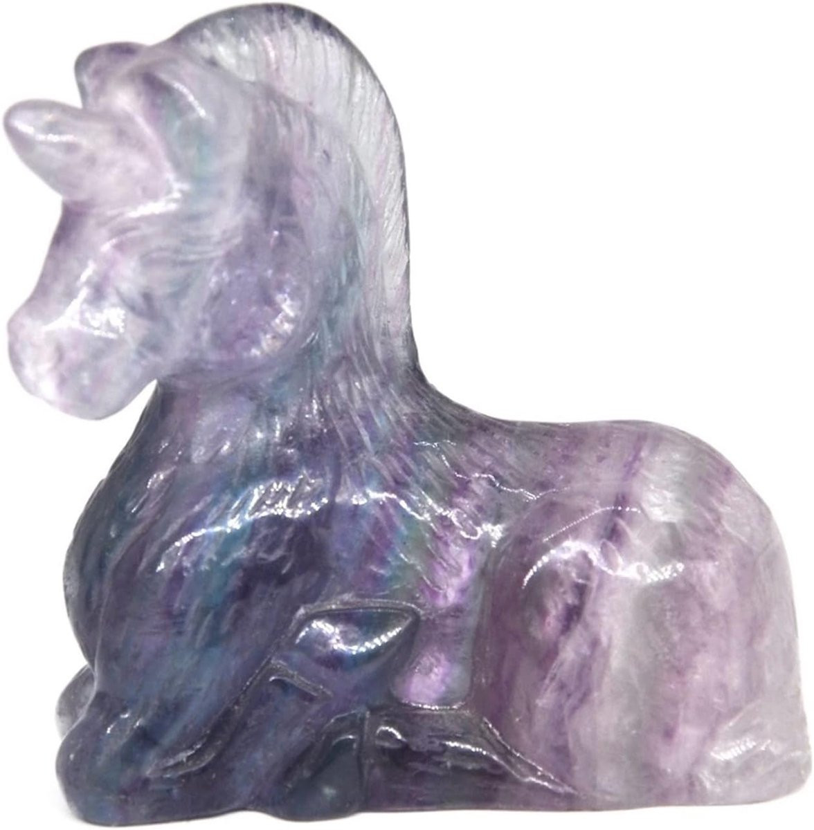 Unicorn Standbeeld van Natuursteen - Kristallen Figuur voor Decoratie - 5 cm - Gemengd