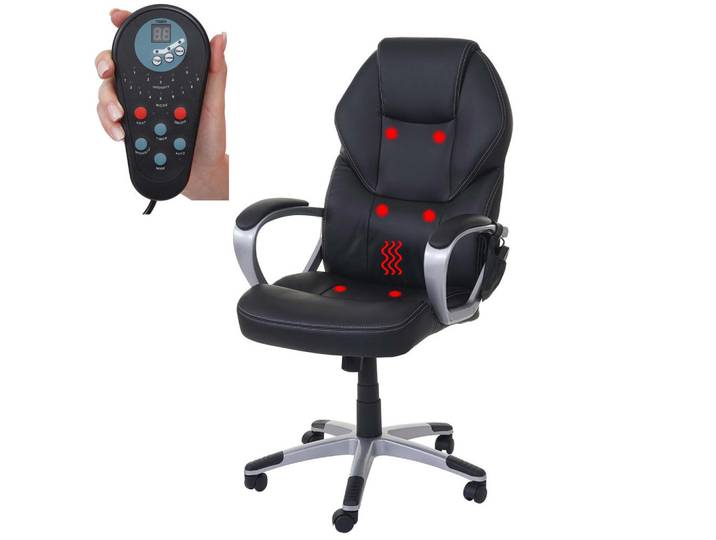 Jamb Massage-Bürostuhl Schwarz, Textil, 66x123x68 cm, Büromöbel, Bürostühle, Drehstuhl