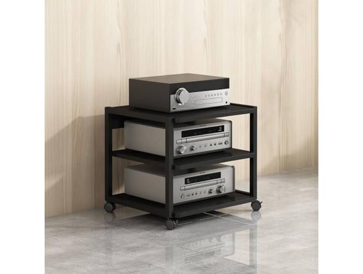 Multifunktionales Ablageregal mit Universalrädern Audio-Audio-Speicherregal TV Rack HiFi Regal Audio Schrank Beistelltisch Holz für Wohnzimmer für Wohnzimmer Spielzimmer Schlafzimmer.(Nero,50x40x48.5c