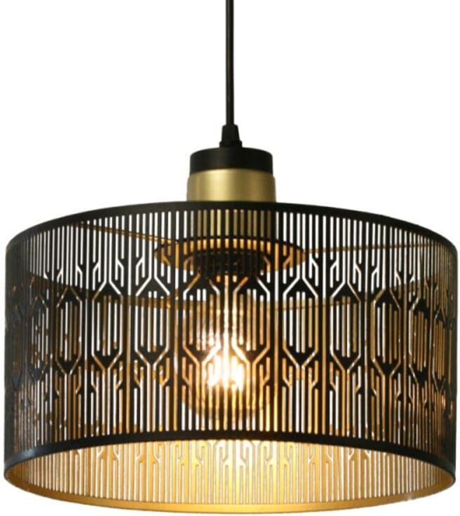 Millumine Suspension métal ajouré noir et or diam. 30 Noir 30x150x30cm