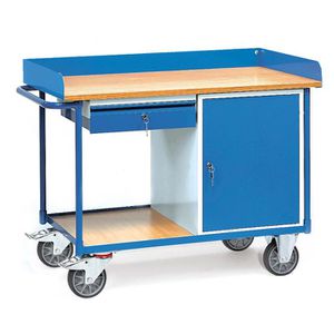 Fetra Werkstattwagen 2436, Tragkraft 400kg, Montagewagen, 1120 x 650mm, 1 Schrank & 1 Schub