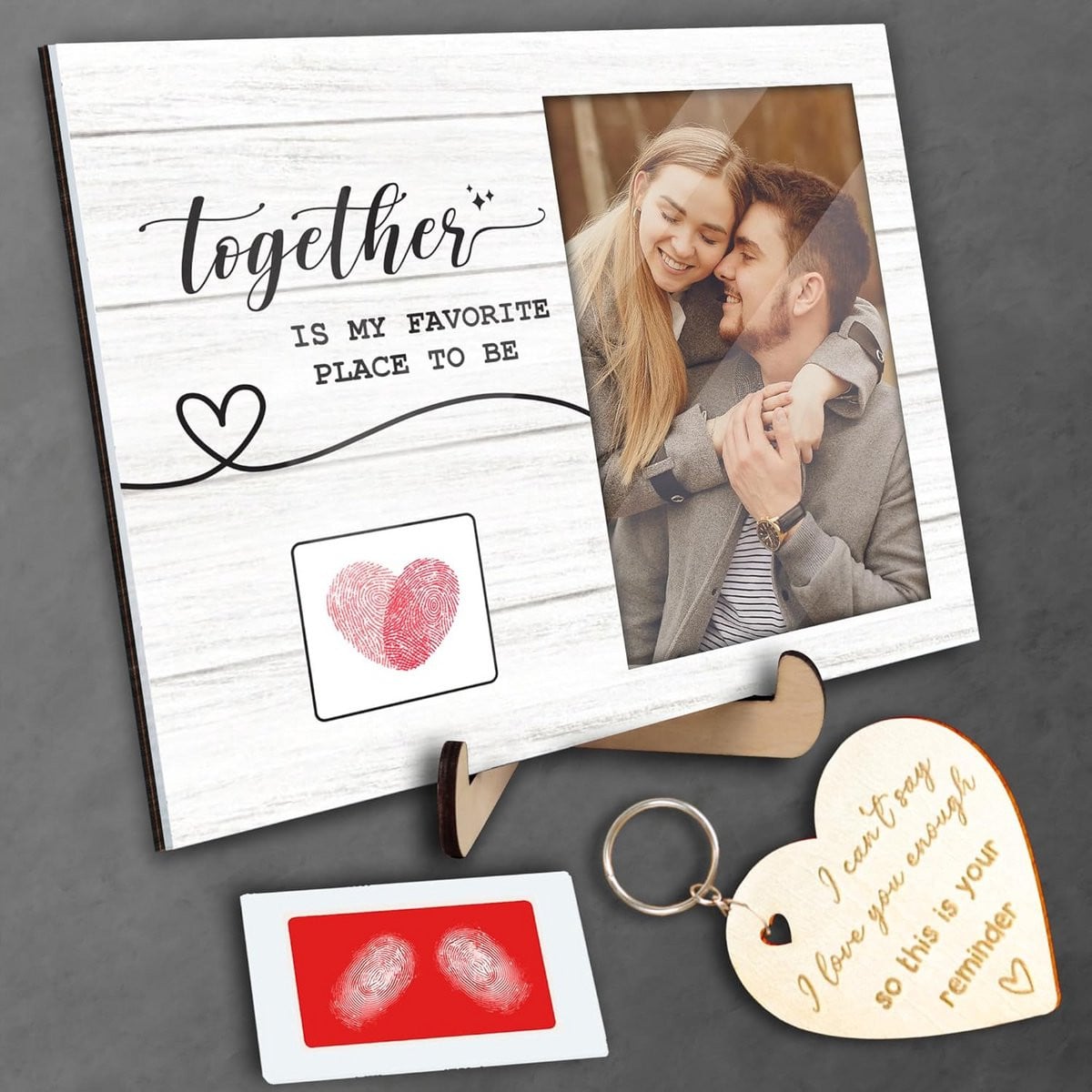 Romantische fotolijsten voor koppels met hart sleutelhanger voor Valentijnsdag