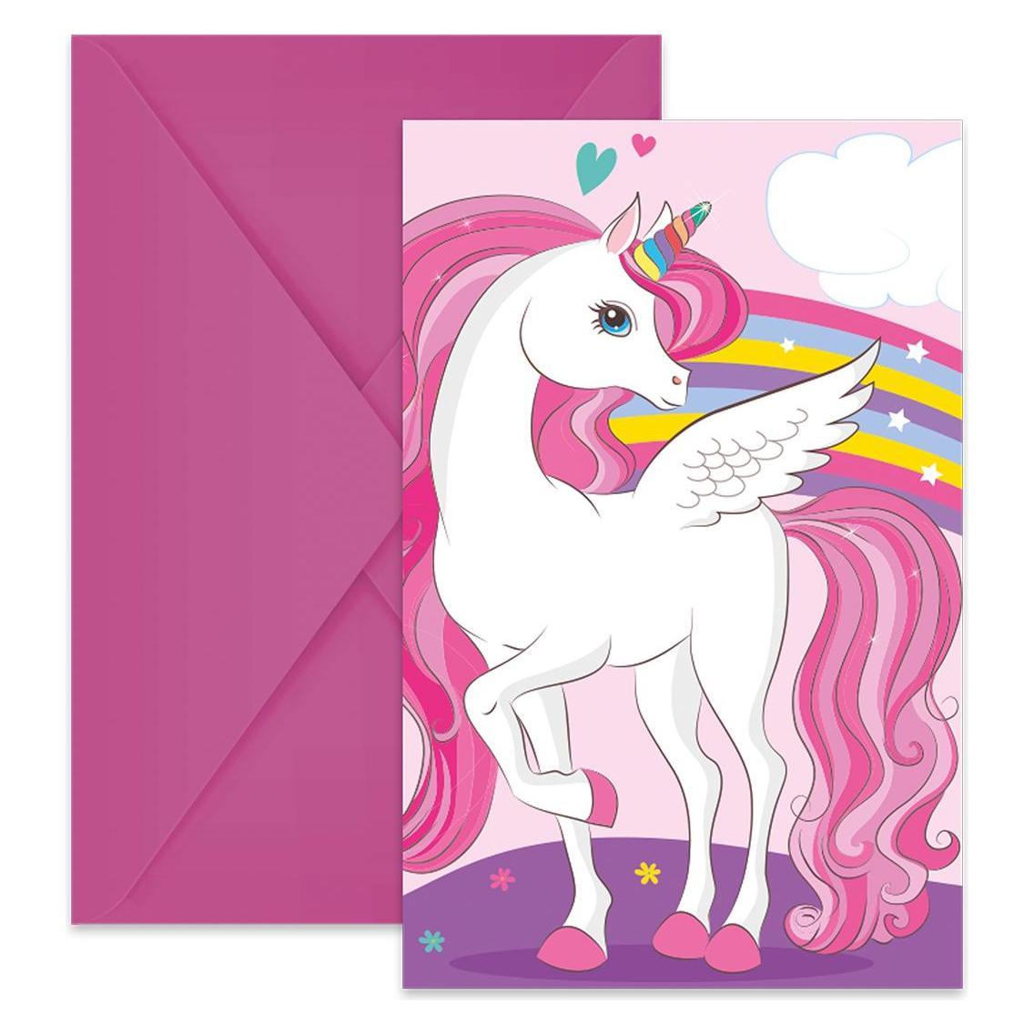 Magni Procos 93766 - Einladungen Unicorn Rainbow Colors, FSC Mix, 6 Stück mit Umschlag, Geburtstag, Motto (6x) (5201184937662)